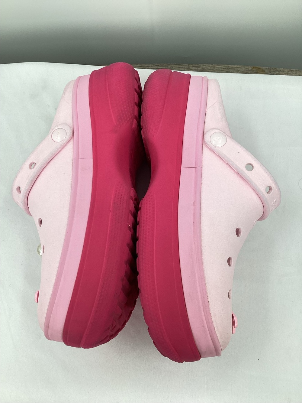 CROCS Platform Clogs in Light Pink and Hot Pink - Picture 7 of 11